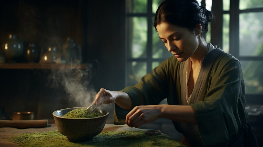 Prepare the Green Tea Mask Paste Prepare the Green Tea Mask Paste