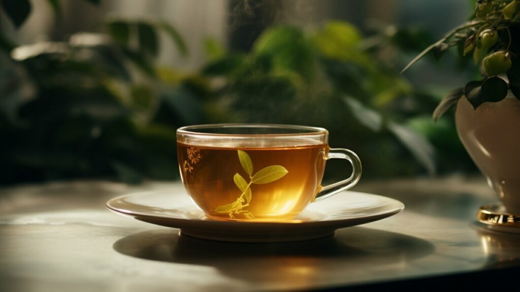 steaming cup of tea
